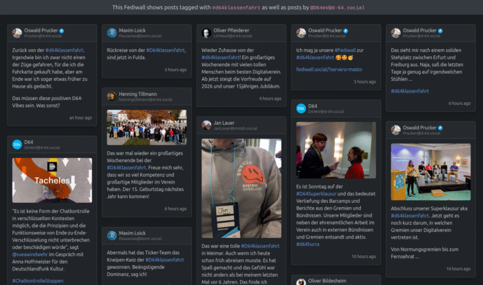 Screenshot fediwall mit Einträgen aus Mastodon-Beiträgen.