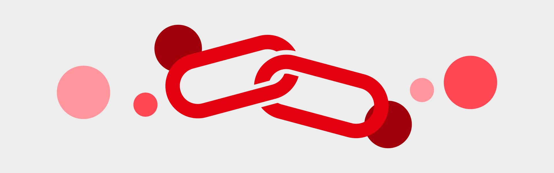 Symbolbild mit zwei gezeichneten roten Kettenglieder und ein paar dekorativen aber bedeutungslosen Punkten in verschiedenen Rottönen.