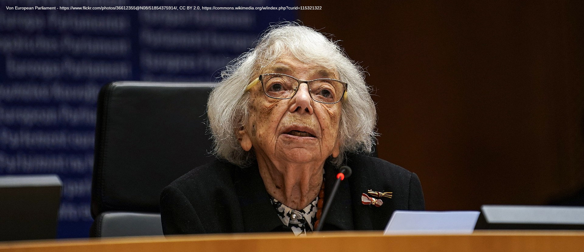 Margot Friedländer bei einer Rede vor dem Europäischen Parlament in 2022